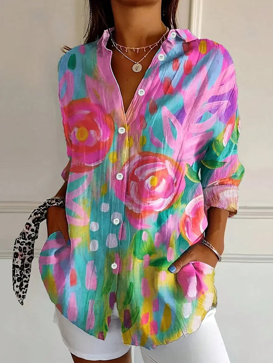 ESTELLE | Mönstrad Blus i Färgstark Design